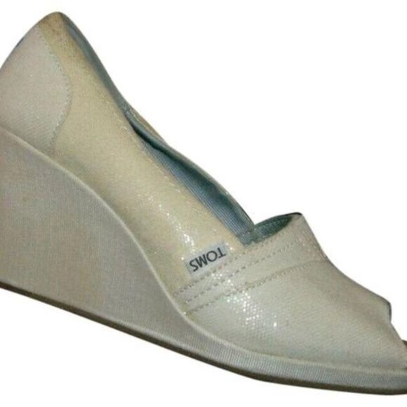 Toms Ivory Grosgrain Wedge Wedding Collection Size 11 - Picture 4 of 11